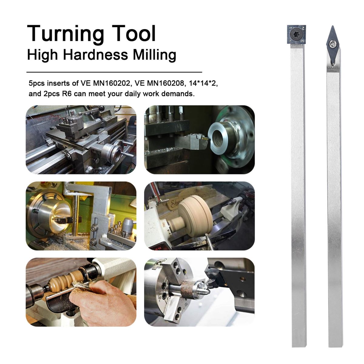 12Pcs/Set High Hardness Metal Lathe Turning Tool Kit Boring