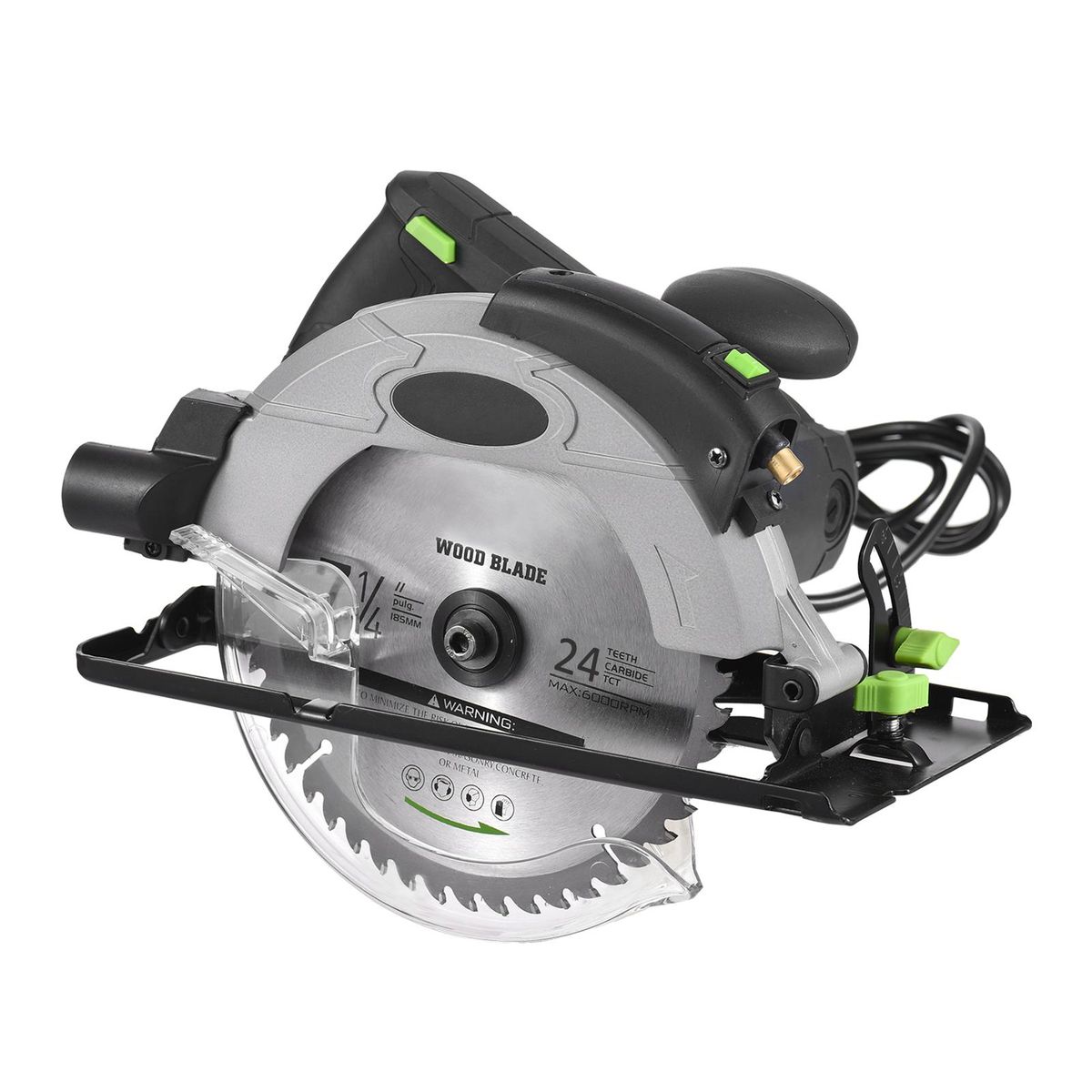 Corded Circular Saw 12A 5500RPM Power Circular Saw with 7-1/4'' Saw Blade and Laser Guide 2.45'' (90°) & 1.81'' (45°) Max. Cutting Depth for Wood Plastic Log Tile Cutting