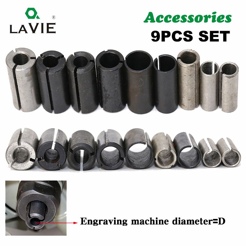 La Vie 9pcs High Precision Adapter Collet Cnc Milling Cutter