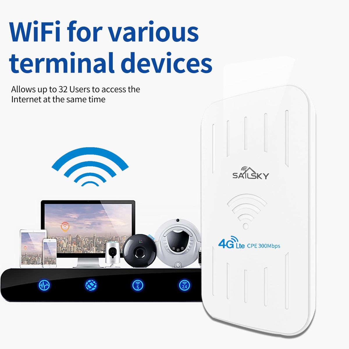 Sailsky XM206 4G Router 300Mbps LTE Outdoor Waterproof Router CPE Portable Mobile WiFi with SIM Card Slot EU Version