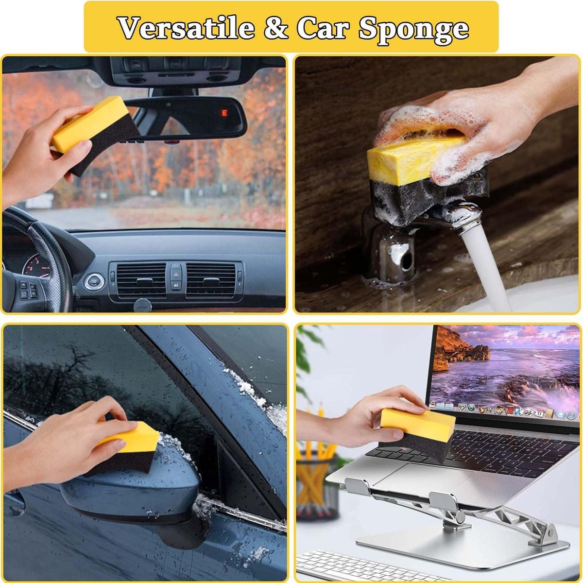 Car Sponge Car Care Kit 4pcs Soft Sponge Set for Fast Decontamination
