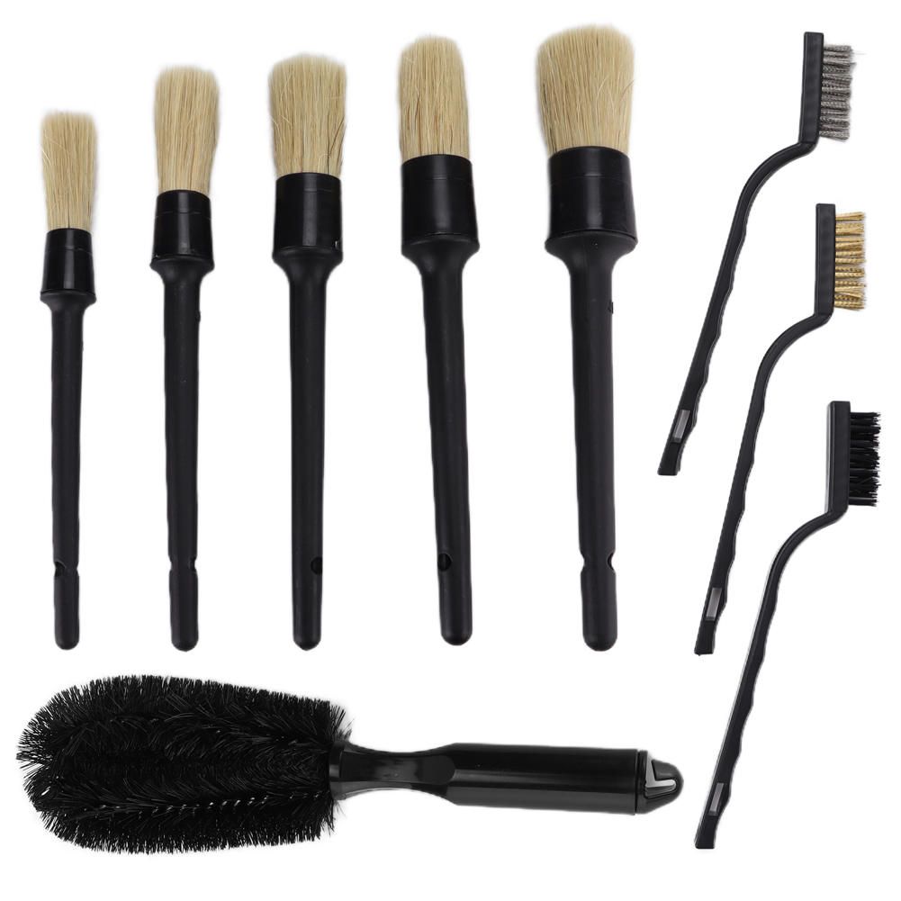 9pcs Car Detailing Brushes Kit Scrub Cleaning Tool For Car