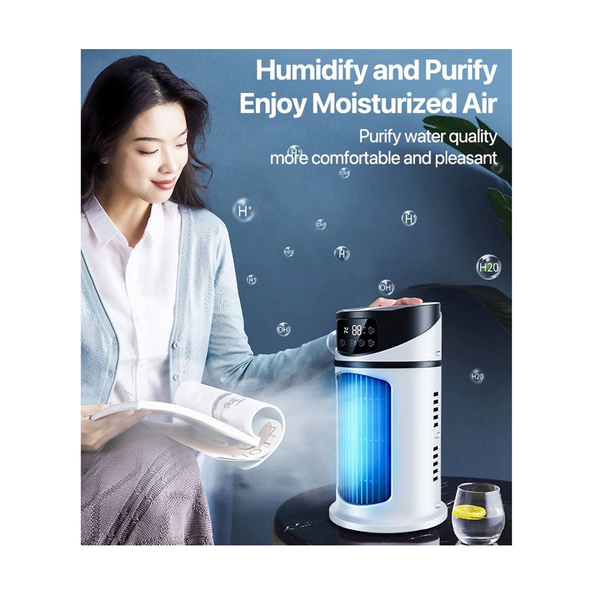 USB Portable Air Cooler Fan Air Conditioner Desktop Air Cooling Fan  Spray Cooling Fan for Office Bedroom