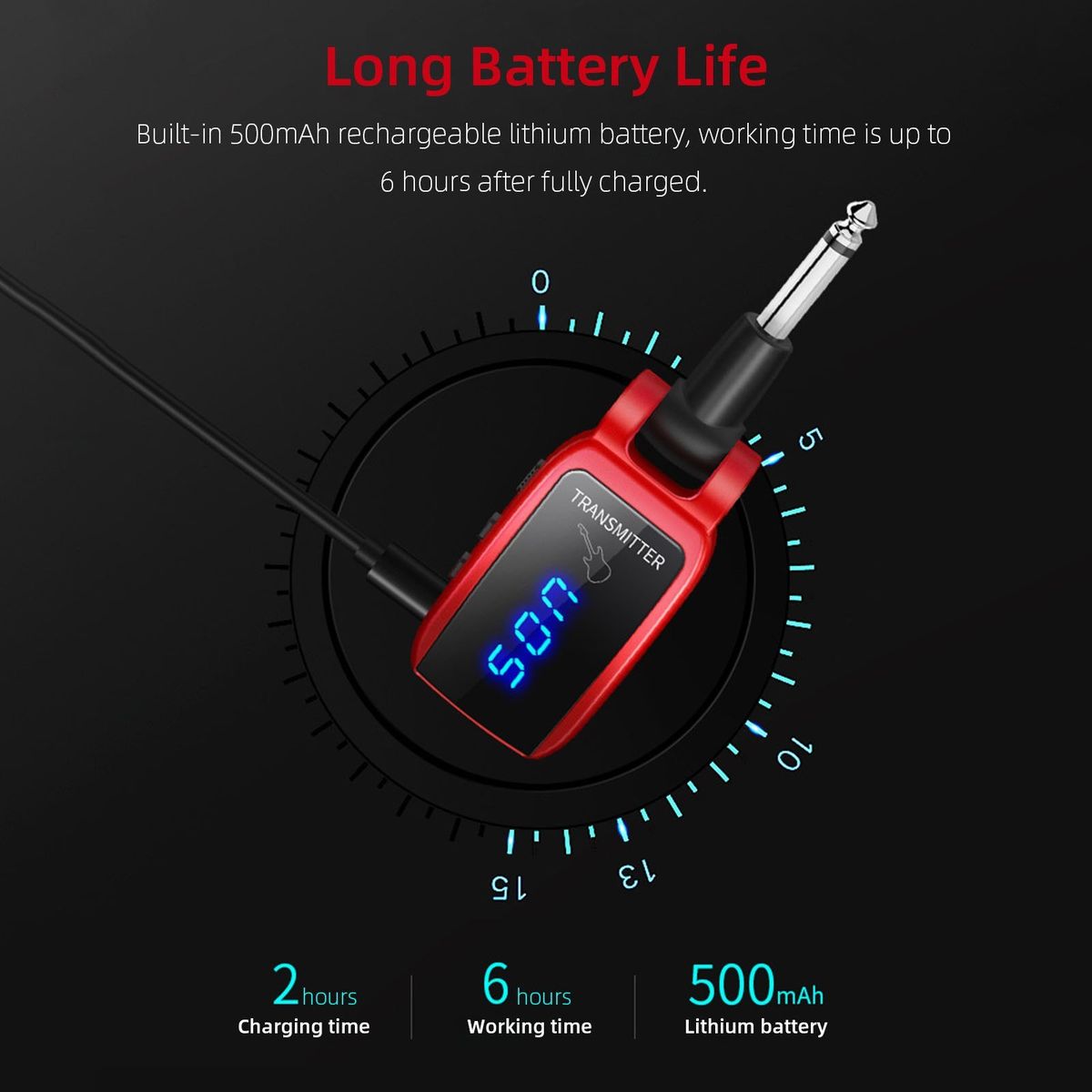 Wireless Guitar System 50M UHF Wireless Guitar Transmitter