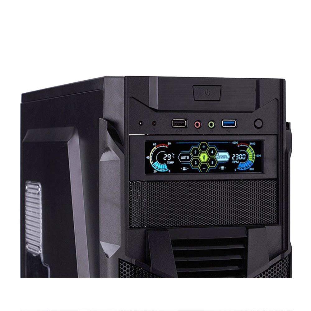 STW Fan Controller LCD Touch Screen Plastic 5.25 Inch Bay Front 5 Fan Speed Computer Cooling