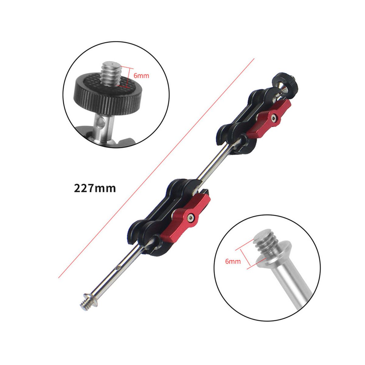 Articulating Arm Mount Double Ballhead 14 Inch Screw for DSLR Camera Light Tripod Live Hot Shoe Bracket Type C