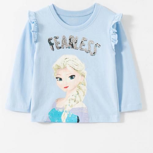 Frozen Glittery Girl Top- Blue