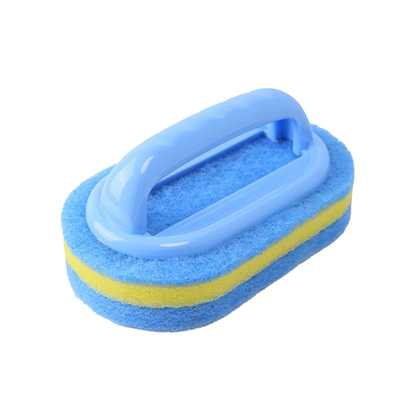 For Kitchen Cleaning Bathroom Toilet GlWall Cleaning Bath Brush Plastic Handle Sponge Bottom Bathtub Brush Window Cleaner WC-Blue