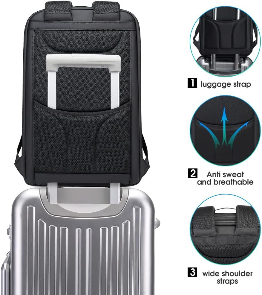 Waterproof Anti-theft Shoulders Bag Men Business Travel Computer Backpack - Black