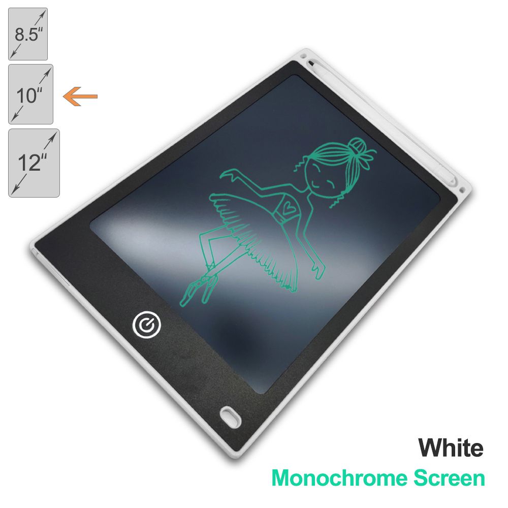 LCD Screen Electronic Drawing Board Children Writing Digitaraphic Drawing Tablets Boys & Girls Handwriting Pad 10 Inch-MS-White