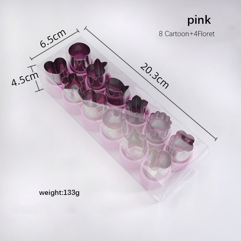 12Pcsset Vegetable Fruit Cutter Mold Flowers Cartoon Shape