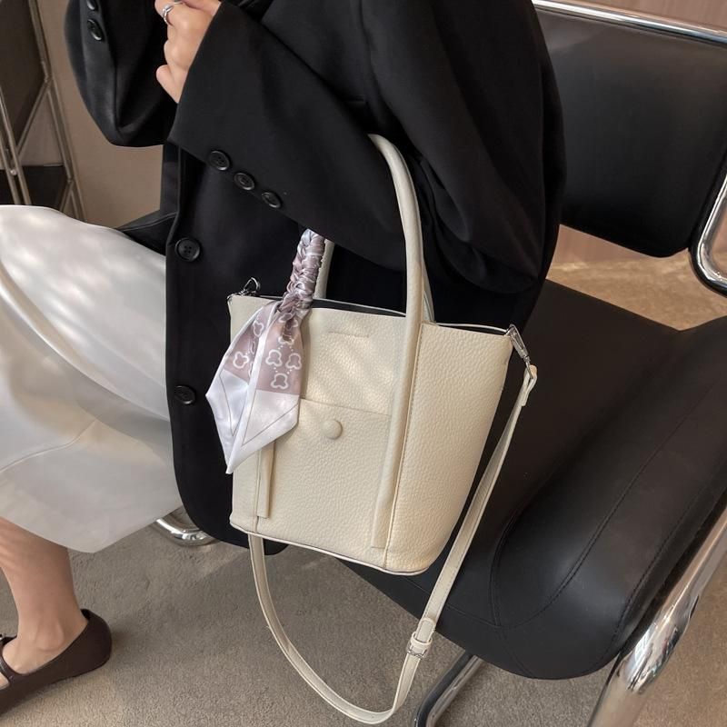 Handheld Simple Tote Bag 2023 Spring/Summer New Fashion Litchi Scarf Bag Single Shoulder Crossbody