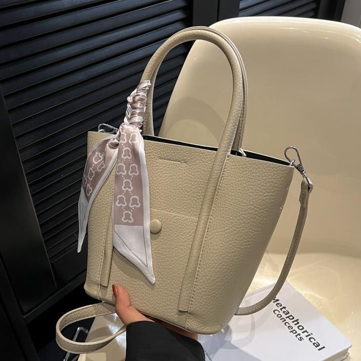 Handheld Simple Tote Bag 2023 Spring/Summer New Fashion Litchi Scarf Bag Single Shoulder Crossbody