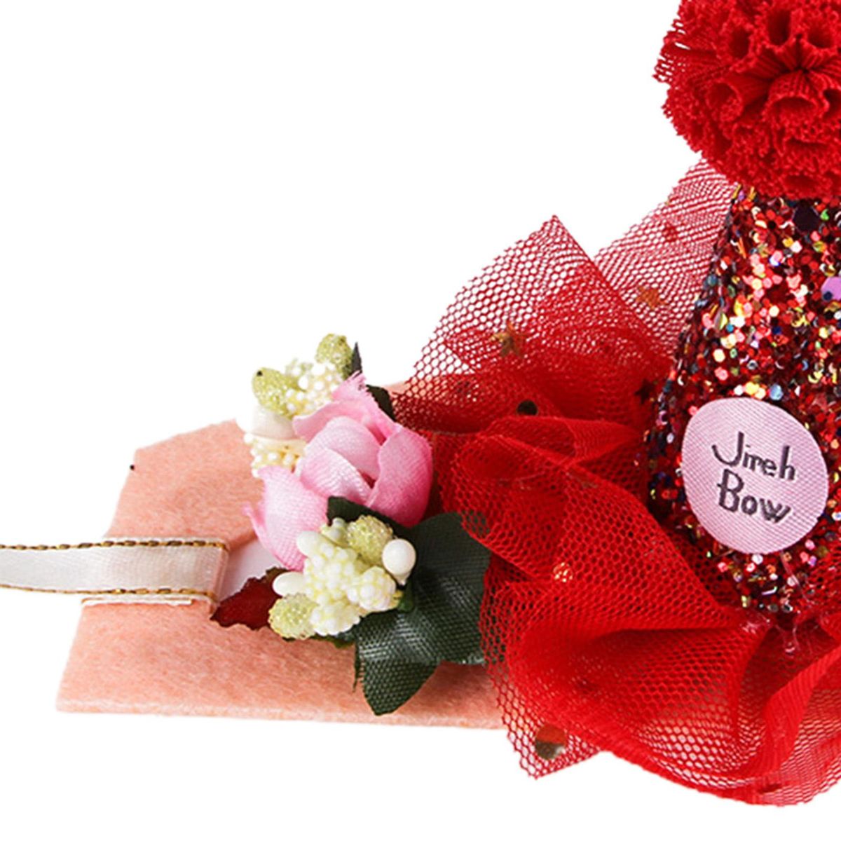 Kitty Headband Gauze Shiny Pet Headgear Red