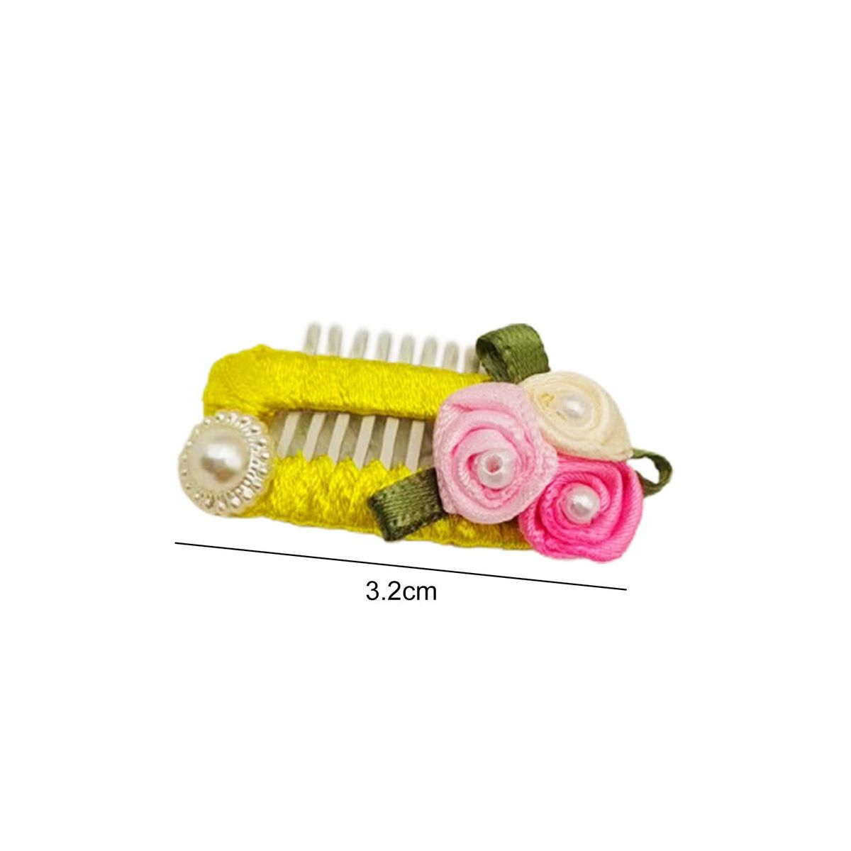 Pet Headwear Pet Dog Floral Faux Pearl Bows Hair Pin Yellow