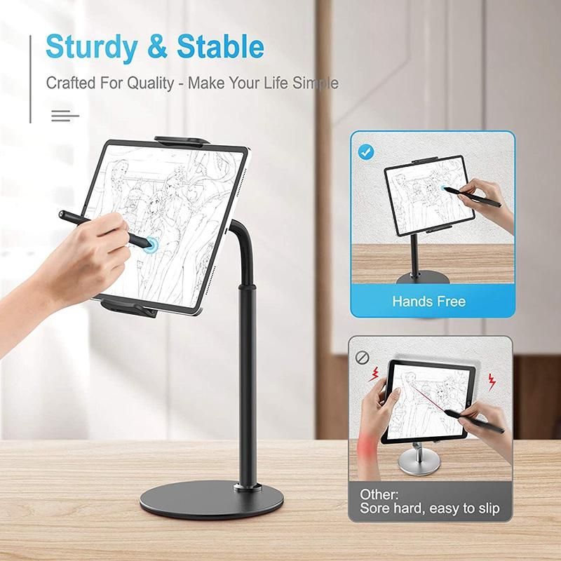 Phone Stand, Adjustable Desktop Phone Holder 360° Gooseneck Tablet Stand Holder for iPad and Other 4.7-12 Inch Devices