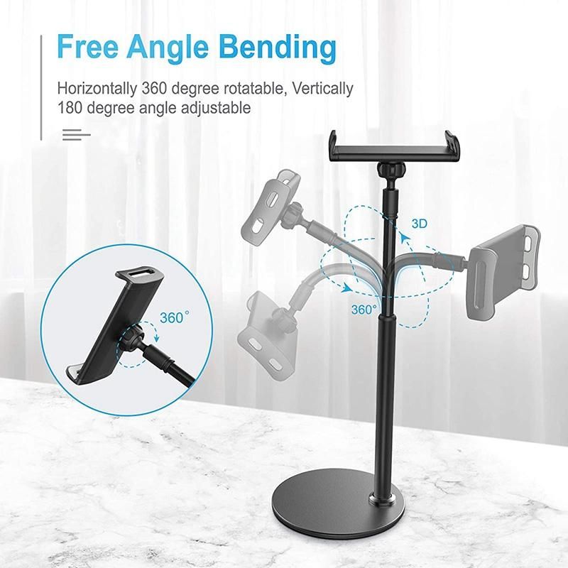 Phone Stand, Adjustable Desktop Phone Holder 360° Gooseneck Tablet Stand Holder for iPad and Other 4.7-12 Inch Devices