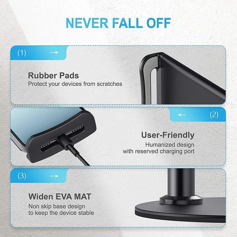 Phone Stand, Adjustable Desktop Phone Holder 360° Gooseneck Tablet Stand Holder for iPad and Other 4.7-12 Inch Devices