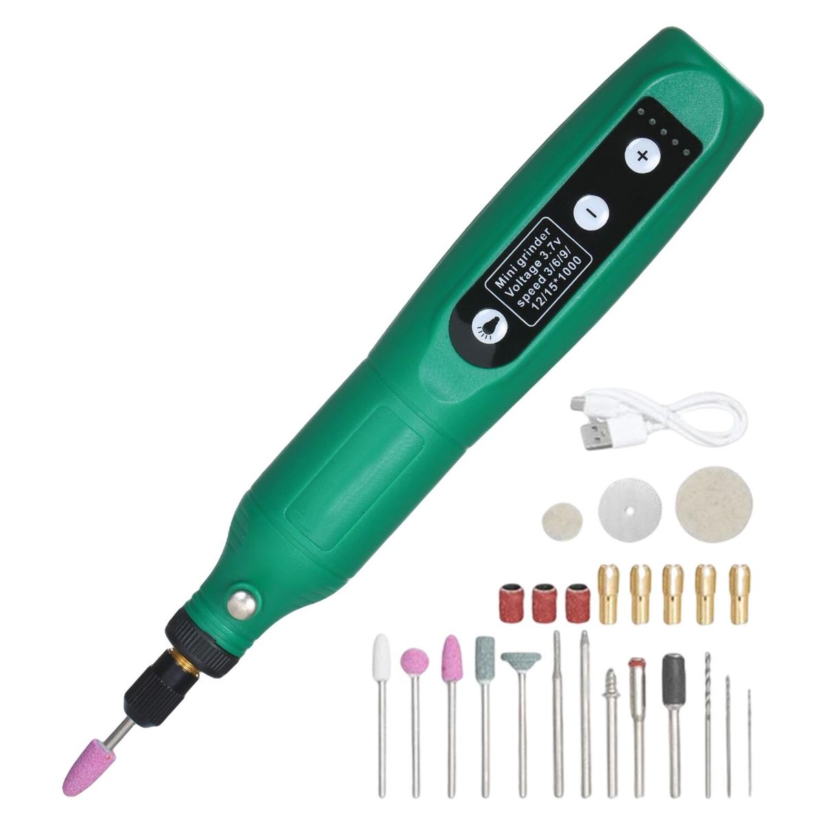 Electric Dog Nail Grinder Set Trimmer Kit 24Pieces 5 Gear USB Green