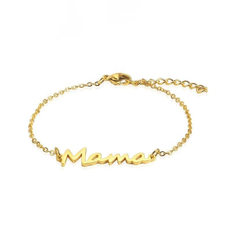 Rir Stainless Steel Mama Chain Link Bracelet Gold Mom Day