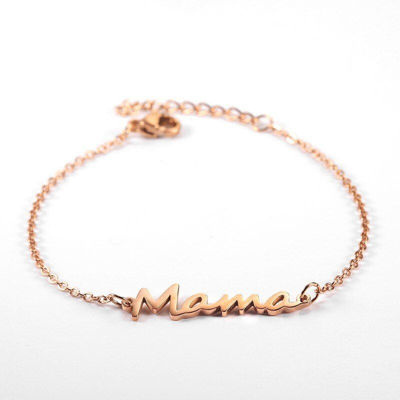 Rir Stainless Steel Mama Chain Link Bracelet Gold Mom Day