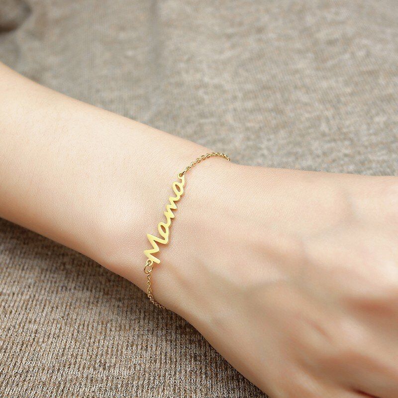 Rir Stainless Steel Mama Chain Link Bracelet Gold Mom Day
