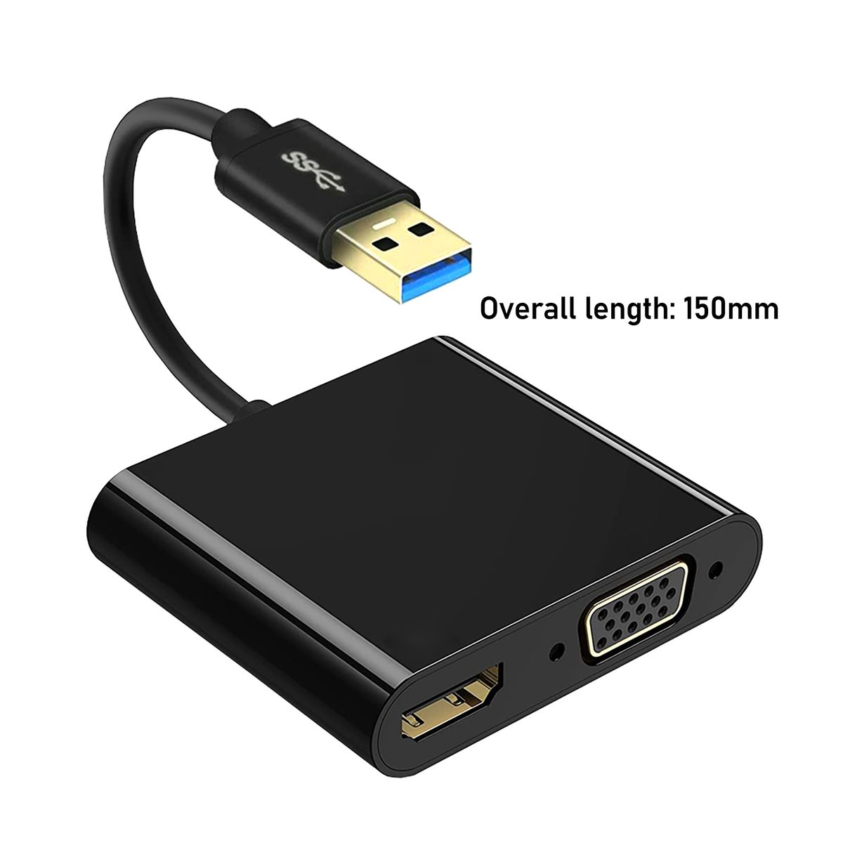 Video Adapter 3-in-1 High Resolution 1080P USB 3.0 To-Black