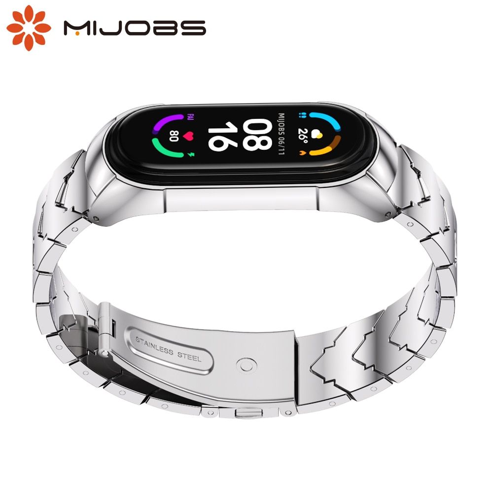 Mijobs Strap For Mi Band 6 5 4 3 Metal Wristband For Xiaomi