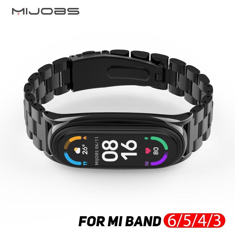 Mijobs Strap For Mi Band 6 5 4 3 Metal Wristband For Xiaomi
