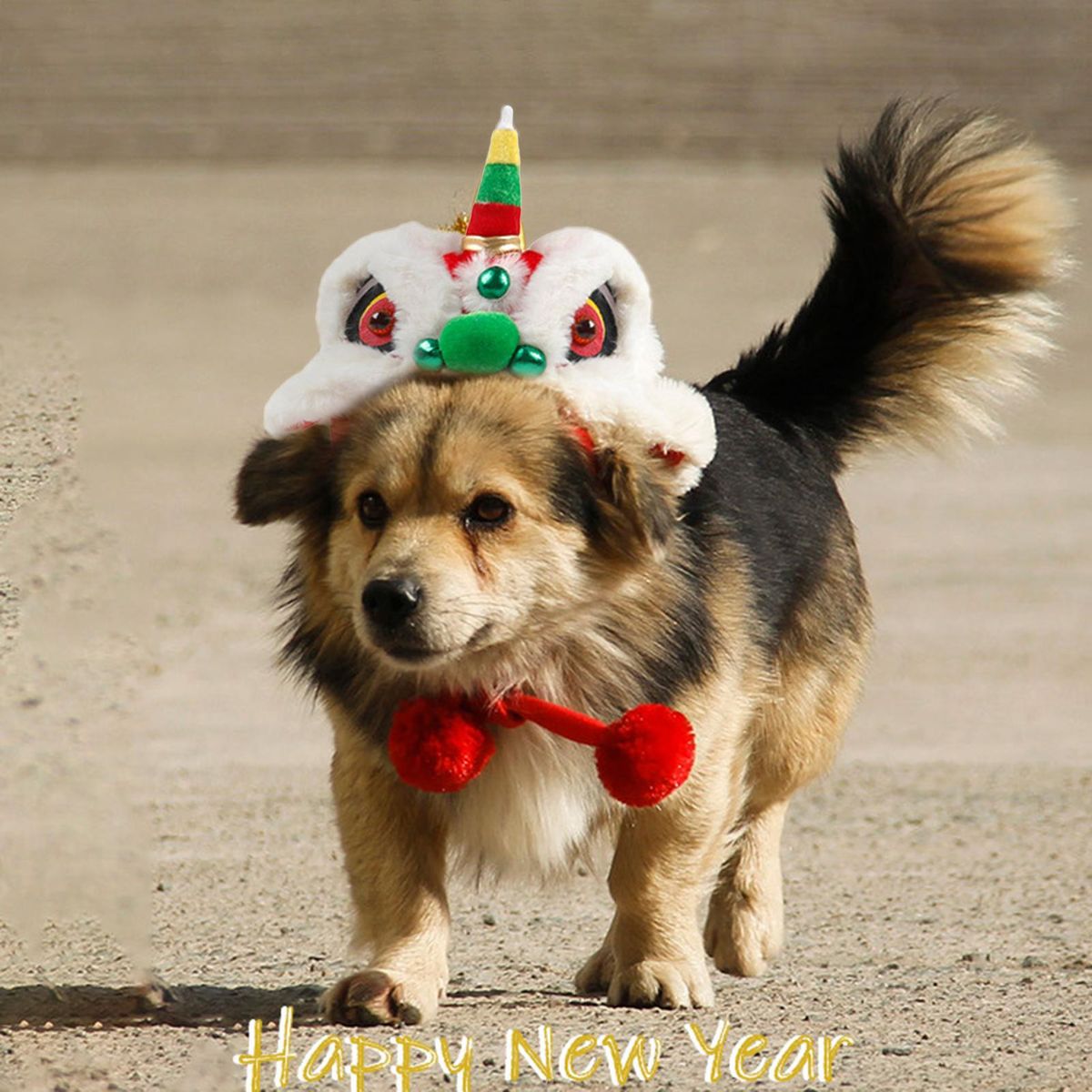 Pet Headgear Cute New Year Pet Cats Dogs Lion-dance Hat Green