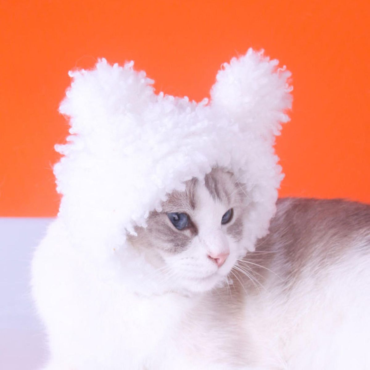 Pet Hat Pet Cosplay Warm Plush Headwear White