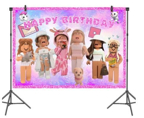 Pink Robot Robloxs Game Theme Birthday Party Decorations