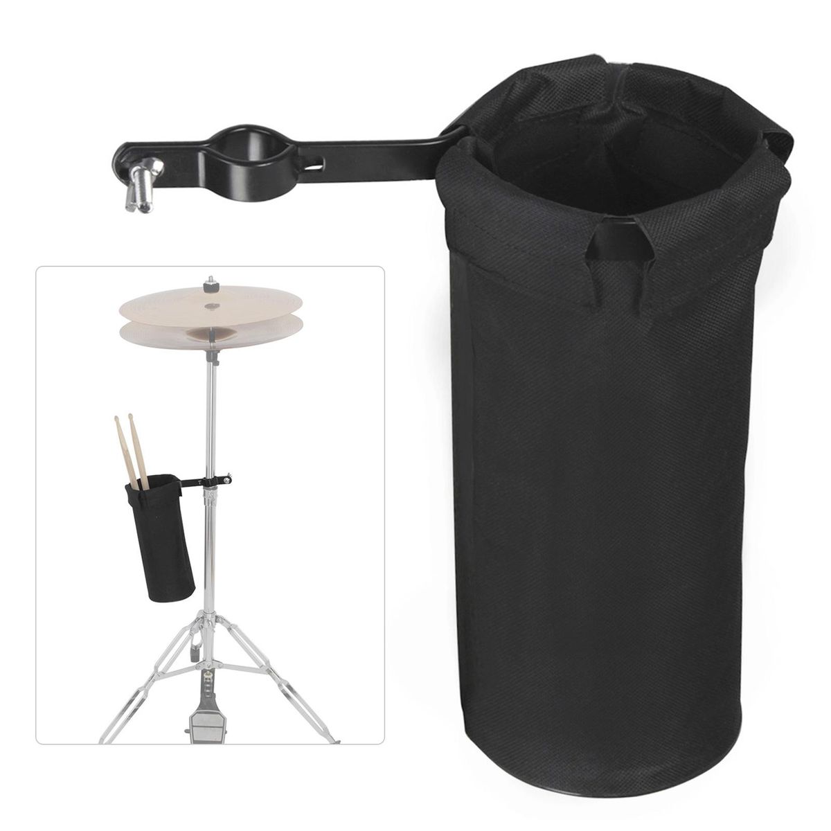 Cylindrical Drum Stick Holder 600D Fabric Clamp On for Drum Set with Clamp Mount