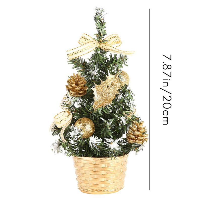 10PCS Christmas House Decor Small Christmas Tree Fibre Optic Ornaments for Office Indoor Reusable Xmas Tree Gold