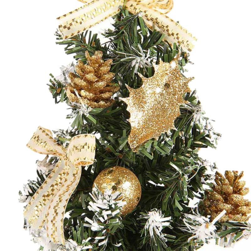 10PCS Christmas House Decor Small Christmas Tree Fibre Optic Ornaments for Office Indoor Reusable Xmas Tree Gold