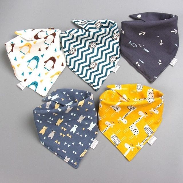 5pcs Baby Bibs Triangle Babador Feeding Smock Infant Burp