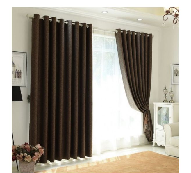 7.5 By 7.5 High Quality Curtains With Rings -Brown