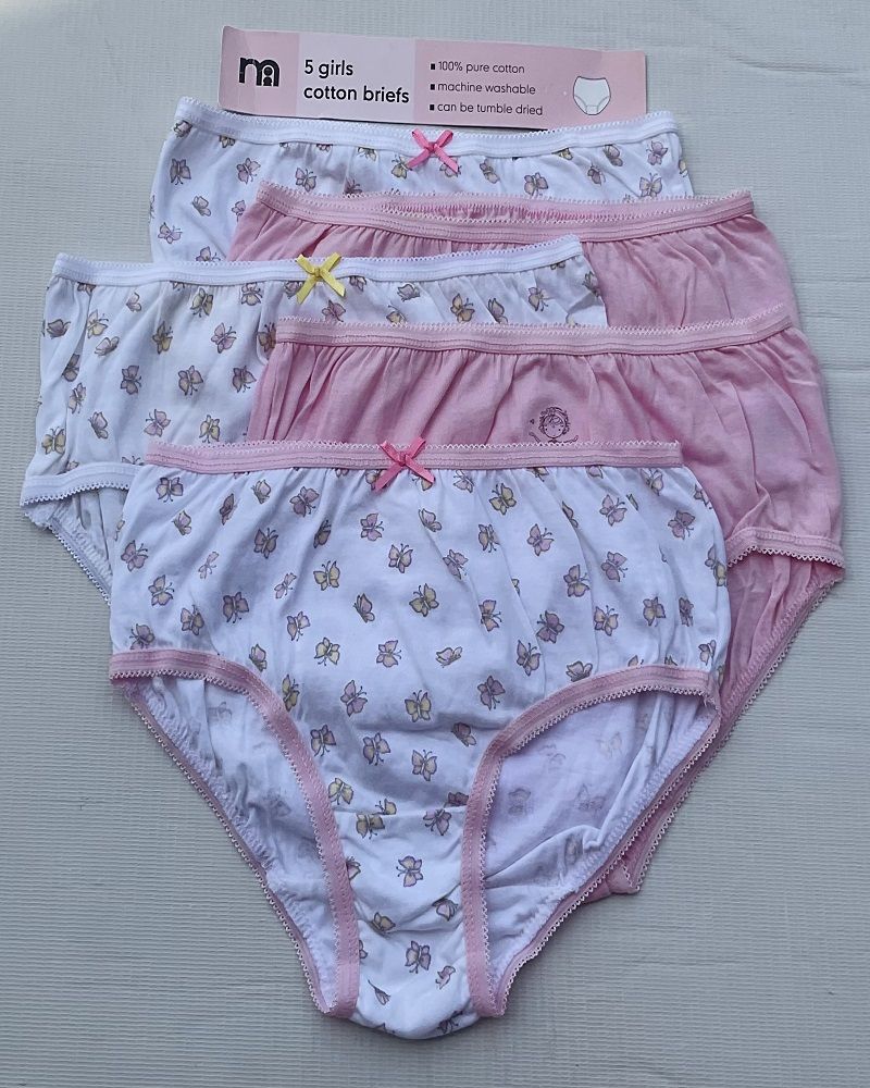 Set Of 5 Girls Cotton Brief