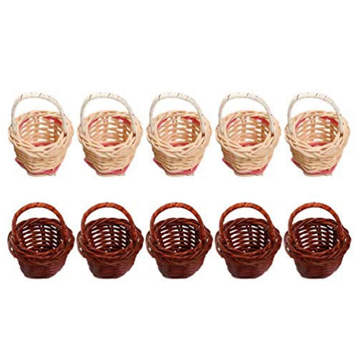 10Pcs Basket Mini Woven Baskets with Handles Plant Pots Containers Sundries Makeup Organizer for Baskets Photo Prop