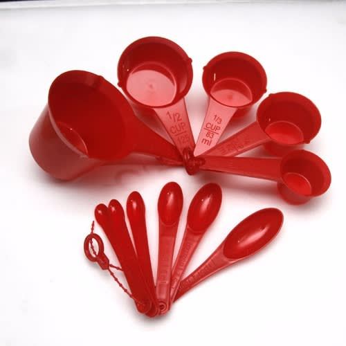 11 Pieces Measuring Cups And Spoons, Red