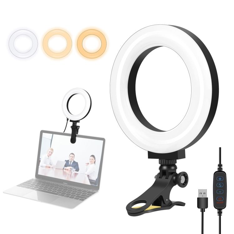PULUZ 4.7 Inch 12cm Ring Selfie Light + Monitor Clip