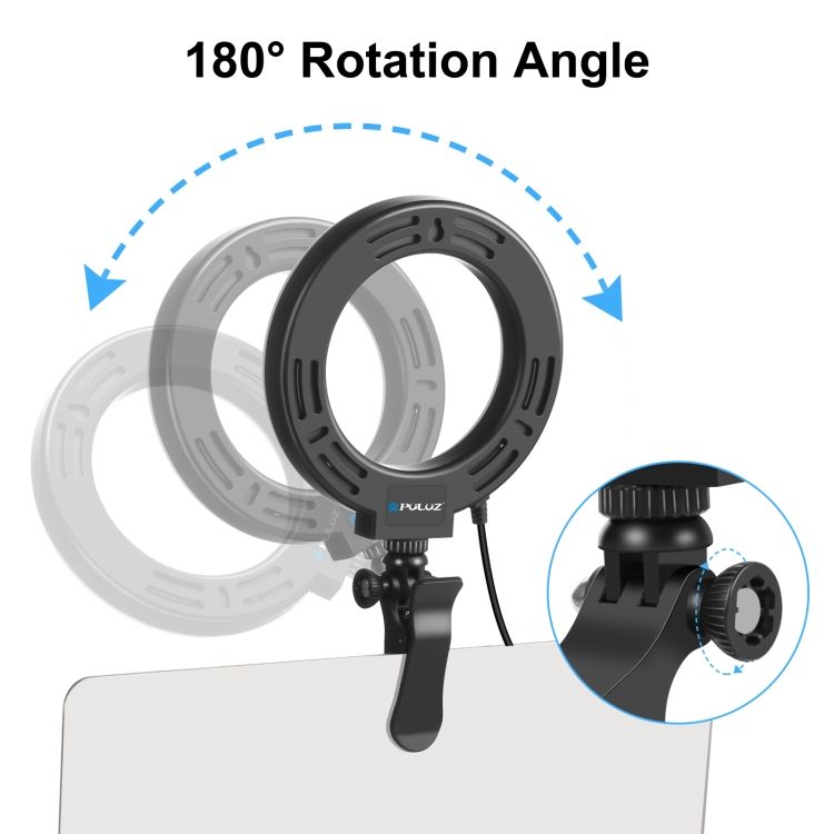 PULUZ 4.7 Inch 12cm Ring Selfie Light + Monitor Clip