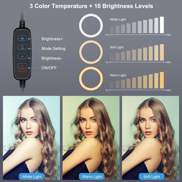 PULUZ 4.7 Inch 12cm Ring Selfie Light + Monitor Clip