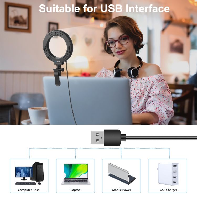 PULUZ 4.7 Inch 12cm Ring Selfie Light + Monitor Clip