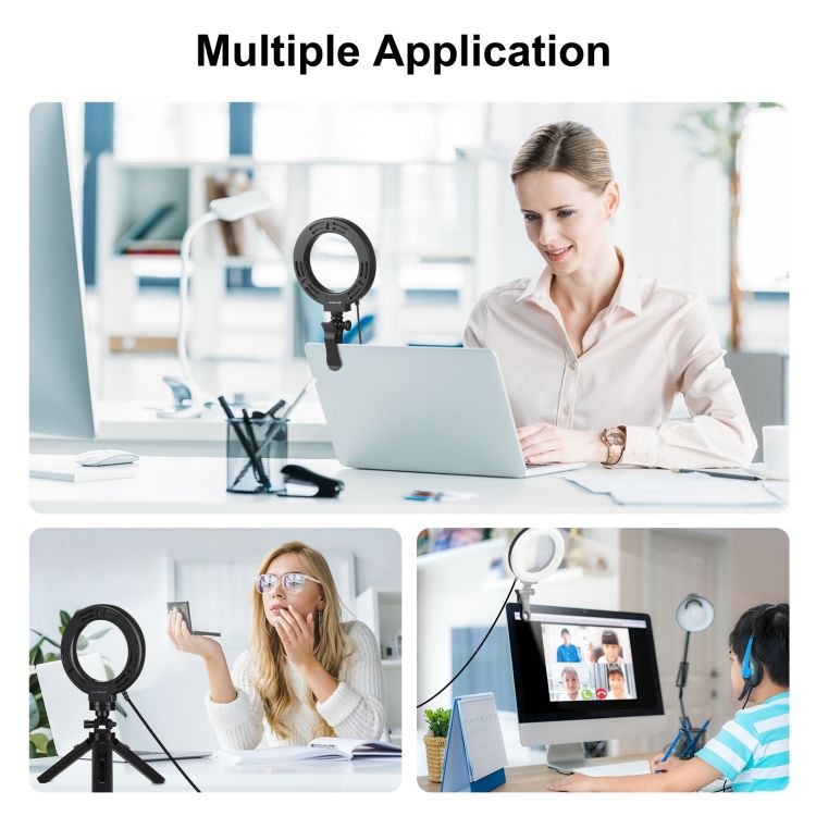 PULUZ 4.7 Inch 12cm Ring Selfie Light + Monitor Clip