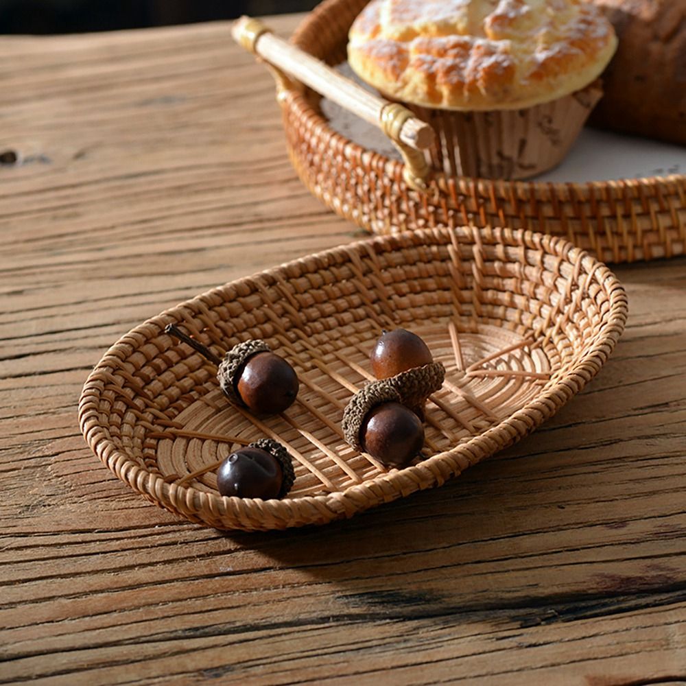Woven Storage Basket Rattan Bread Basket Fruit Basket
