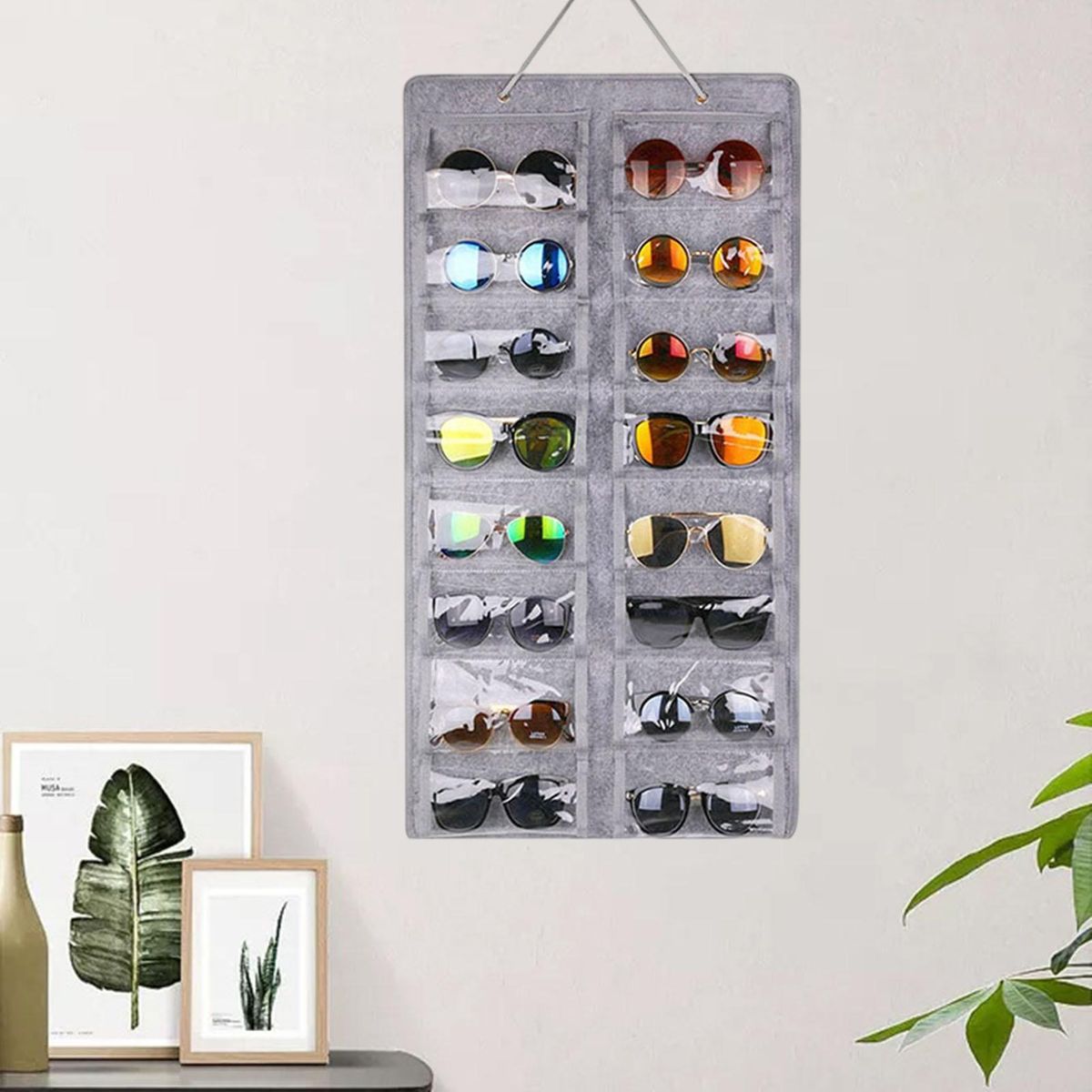 Sunglasses Holder Hanging Eyeglasses Storage Holder Light Grey