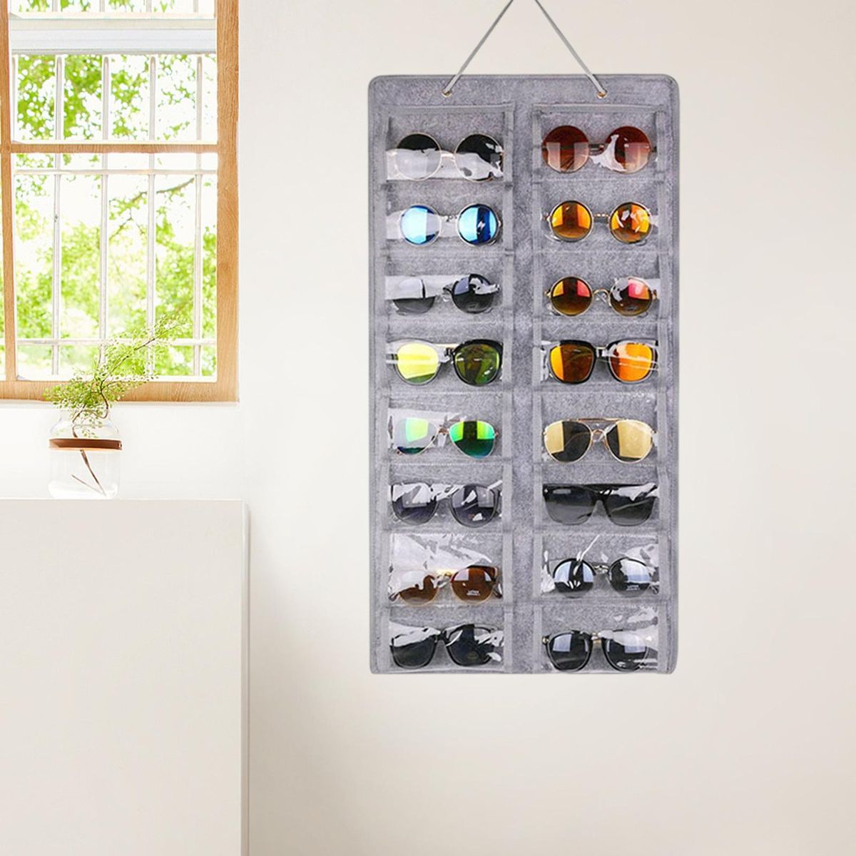 Sunglasses Holder Hanging Eyeglasses Storage Holder Light Grey