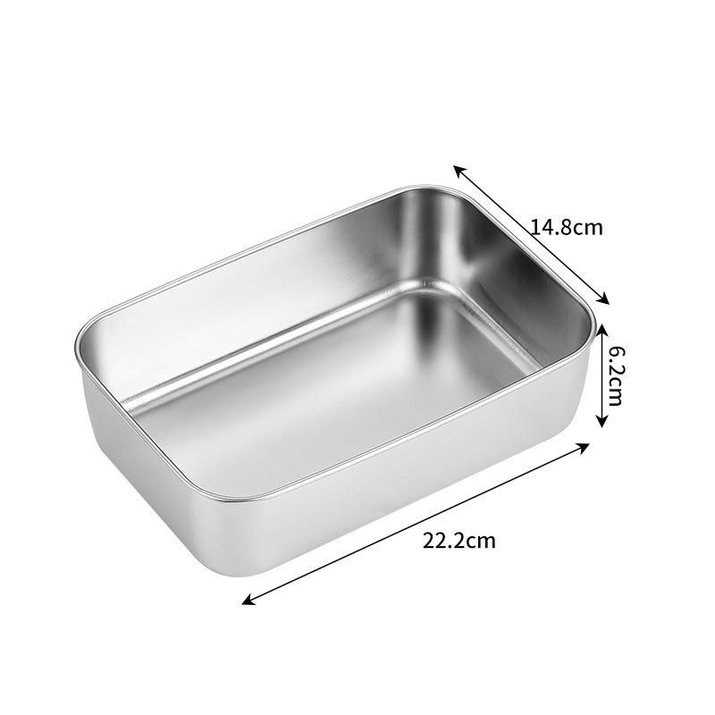 Stainless Steel Flat Bottom Storage Tray with Lid Square Food Plate Cake Bread Pastry Baking Pan Dish Bakeware Kitchen Tools