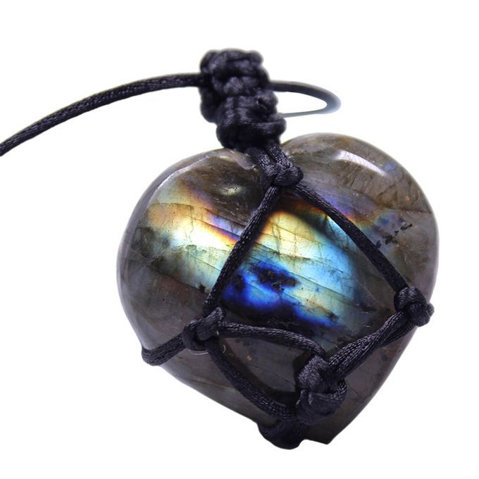 Crystal Stone Necklace Hand-woven Rope Wrapped Pendents For Woman B